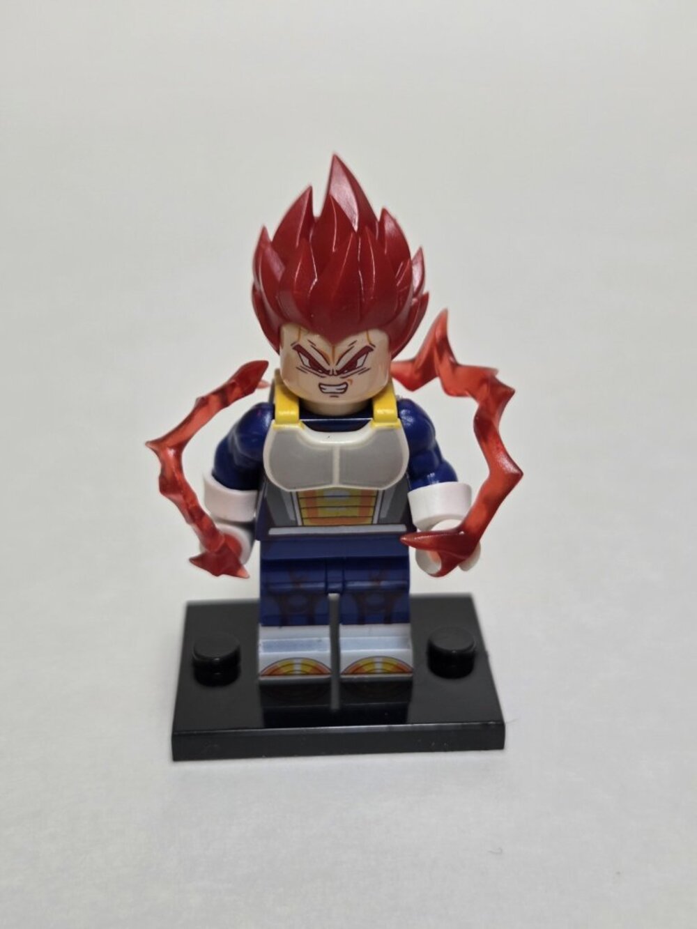 Dragon ball Z Super Saiyan God Vegeta Minifigure Custom lego compatible